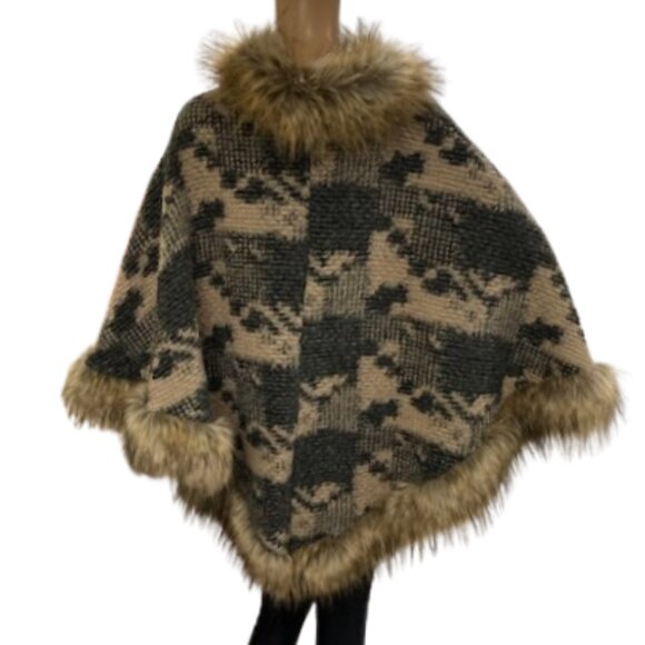 Italian Wool Blend Poncho - Picture 4 of 5